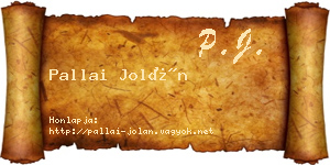 Pallai Jolán névjegykártya